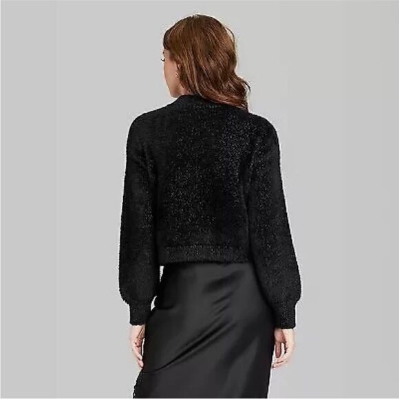 Wild fable Women's Mock Turtleneck Fuzzy Pullover Sweater - Wild Fable Black M - Picture 4 of 4